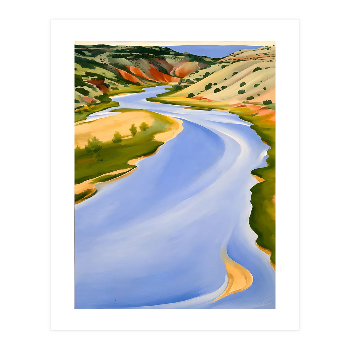 Georgia O’Keeffe – Chama River, Ghost Ranch (1937) | Serene Southwestern Landscape in Bold Modernist Forms (Print Only)