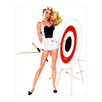 Pinup Girl Posing With Target (Print Only)