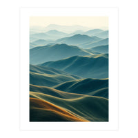 Minimalist Misty Mountain Landscape Wall Art (Print Only)