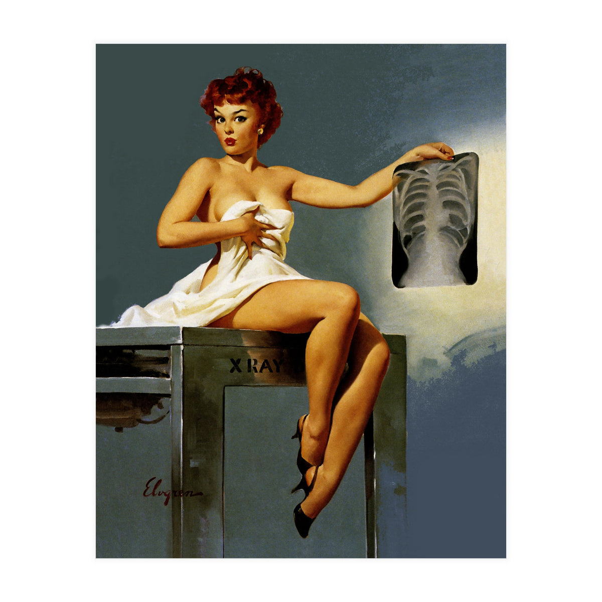 Pin Up Sexy Girl At The Doctor (Print Only)