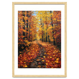 Sun-Drenched Golden Forest Path with Vibrant Autumn Foliage thumbnail