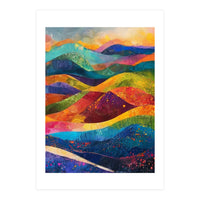 Vibrant Abstract Patchwork Landscape Art (Print Only)