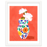 The Flowerpot, Floral Nature Watercolor Painting, Eclectic Bohemian Blossom Plants, Maximalism Contemporary Boho thumbnail