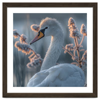 Swan Portrait Dew Drops Morning Light