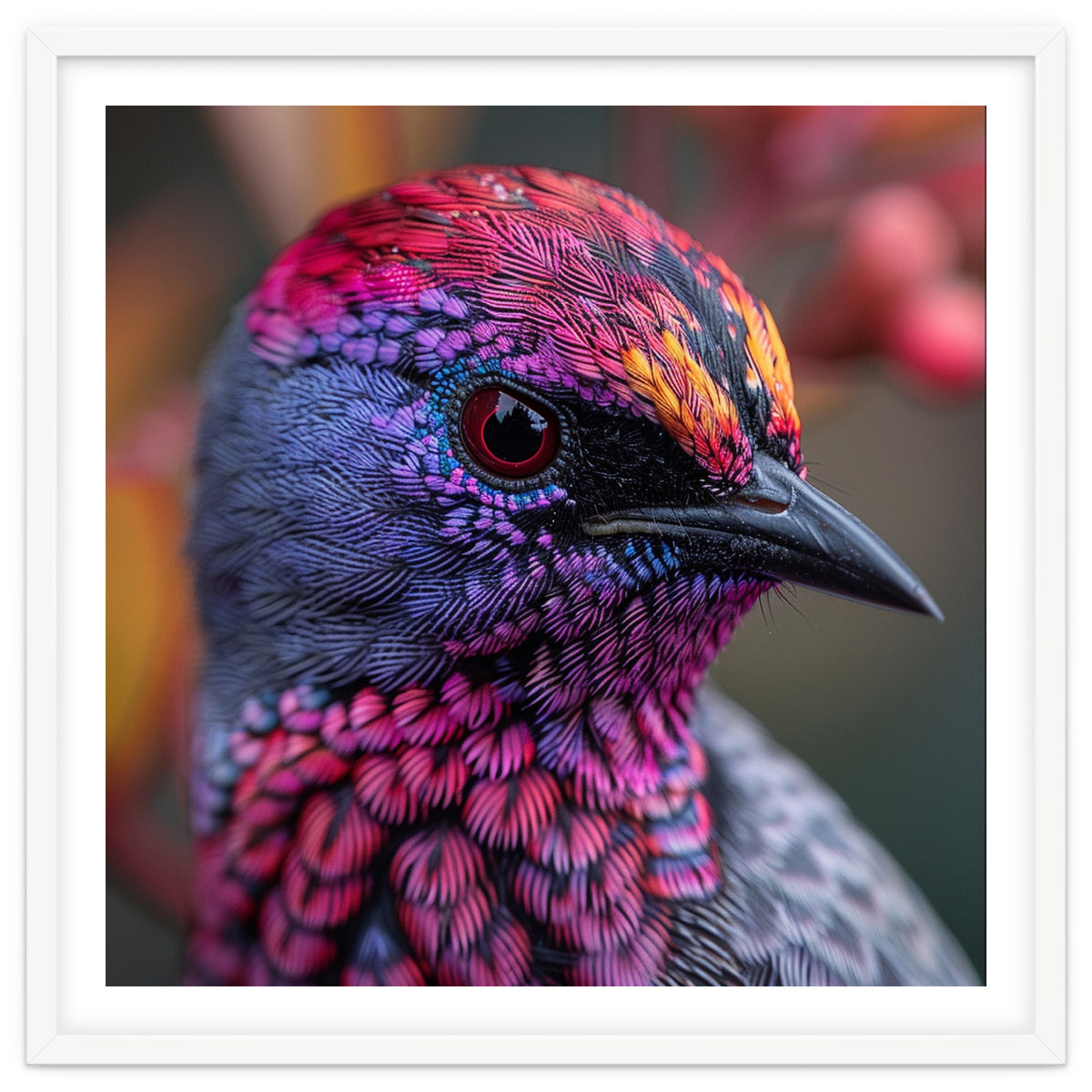 Vibrant Exotic Bird Detailed Feather Close Up