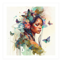 Floral Native Warrior Woman Butterfly Dance (Print Only)