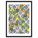 Blue Mediterranean tiles, lemons and oranges fruit thumbnail