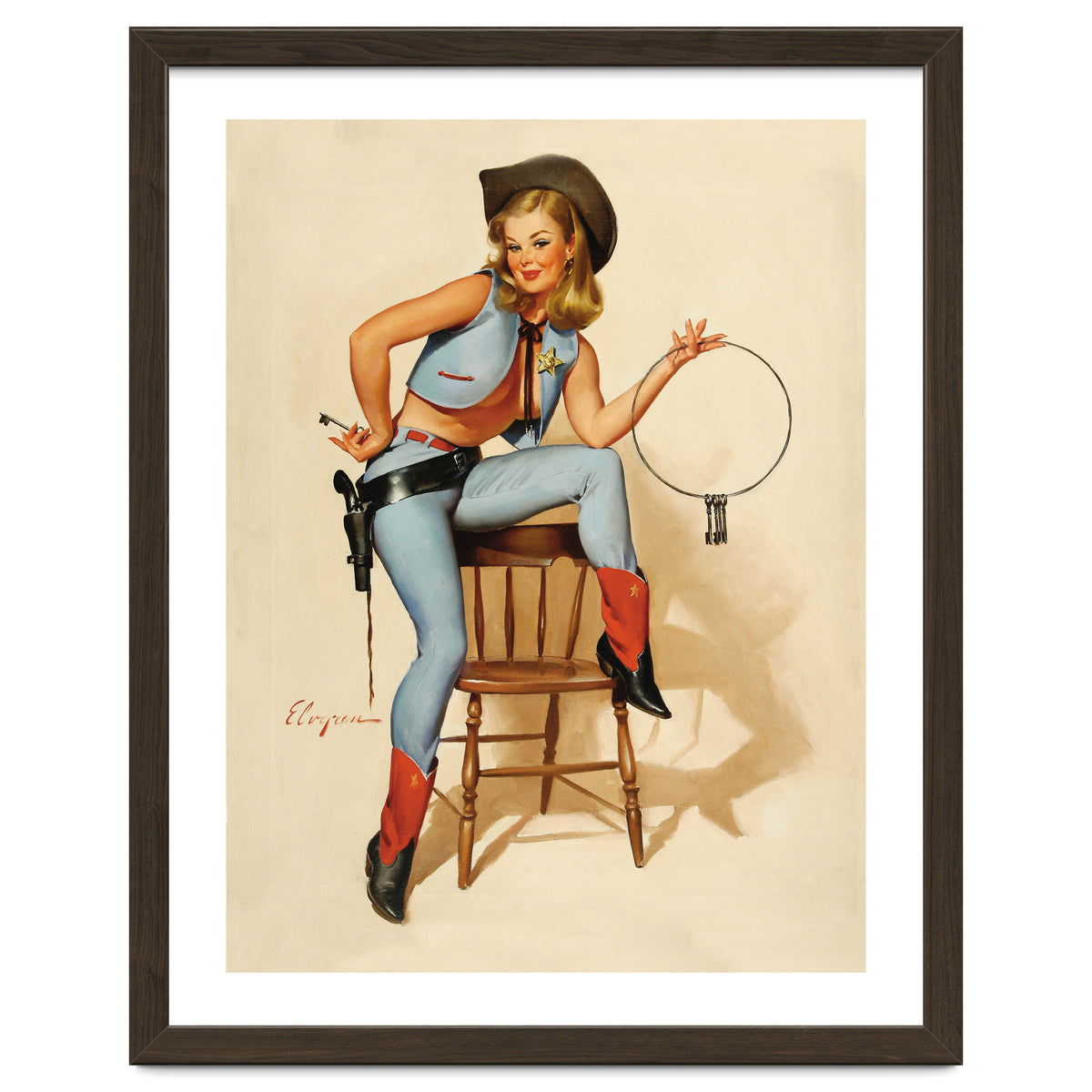 Pinup Cowgirl With A Key