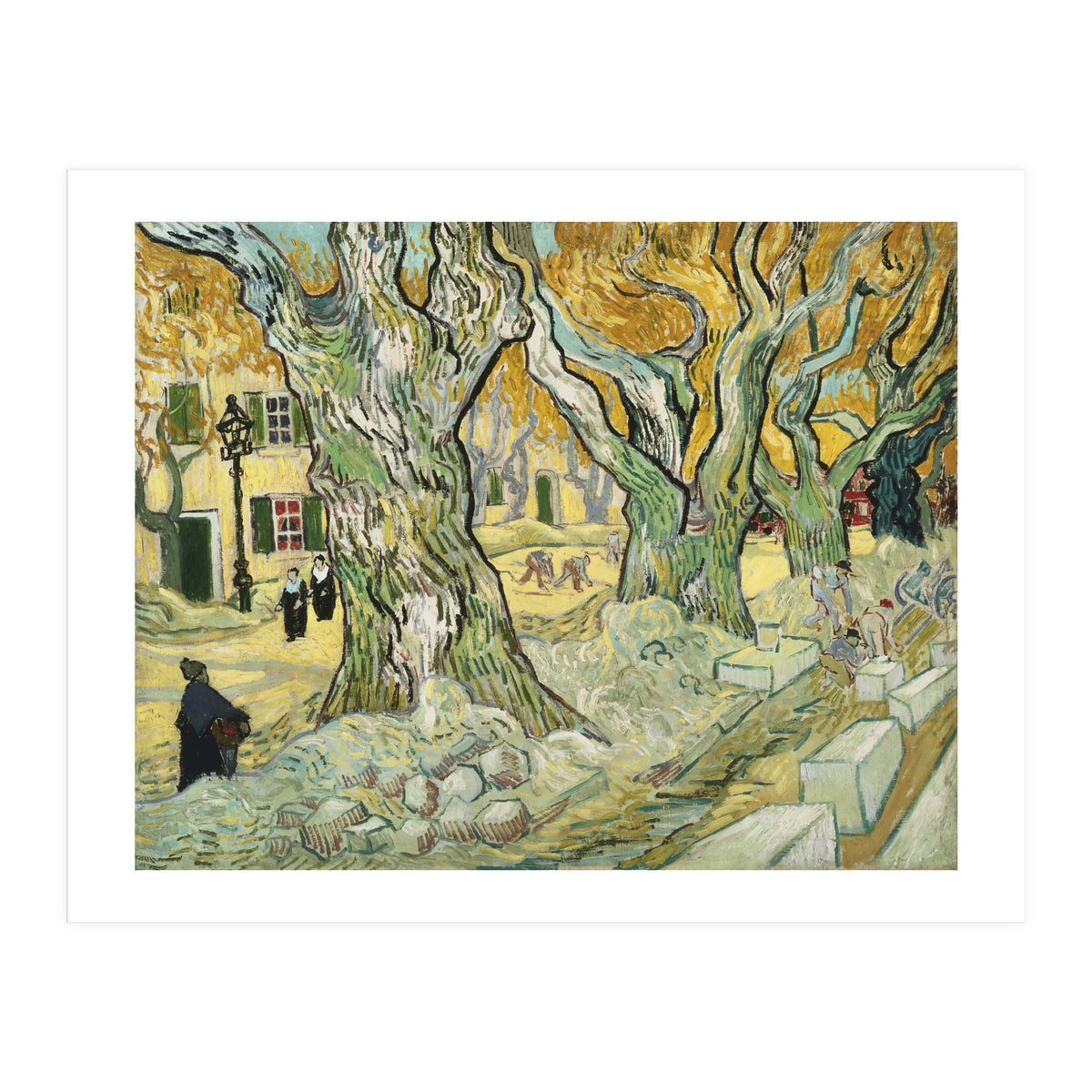 VINCENT VAN GOGH: The Road Menders. Date/Period: 1889. Painting. Oil on canvas. (Print Only)