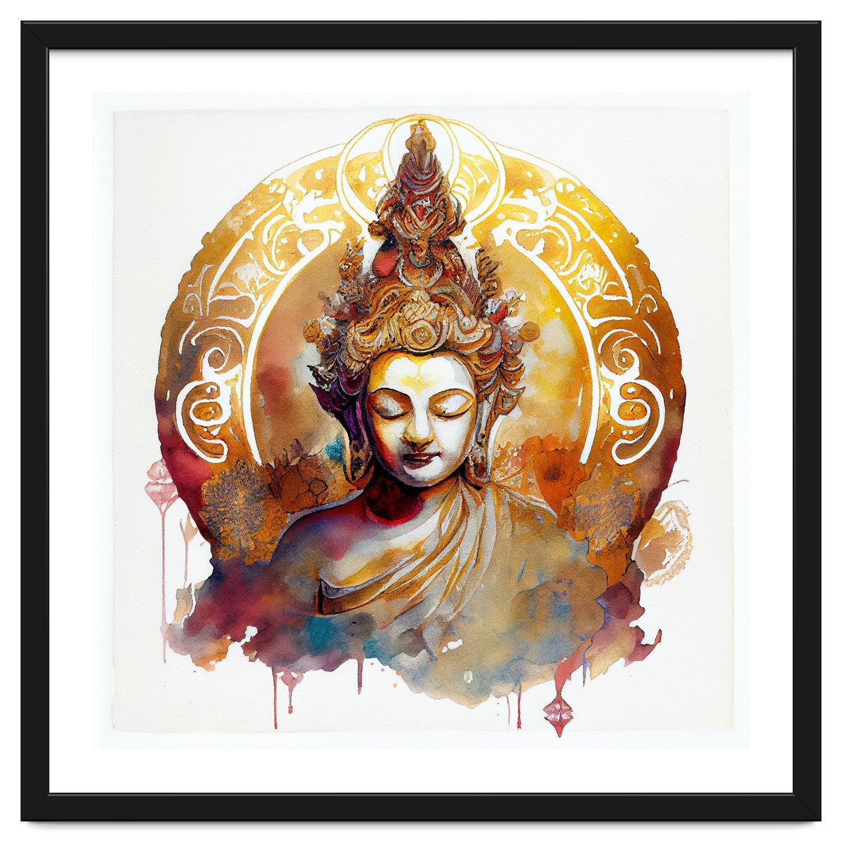 Golden Halo Buddha Portrait
