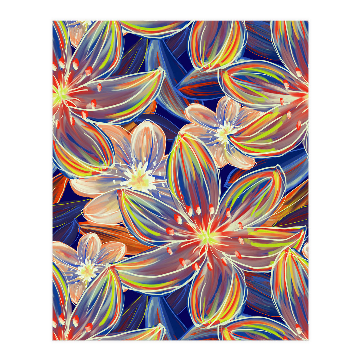 Fluo Bloom Orange & Blue (Print Only)