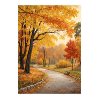 Original Autumn Park Landscape Oil Painting Style (Print Only)