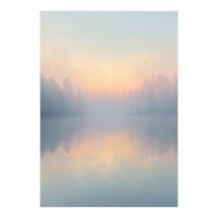 Misty Sunrise Over Pine Forest Lake (Print Only)