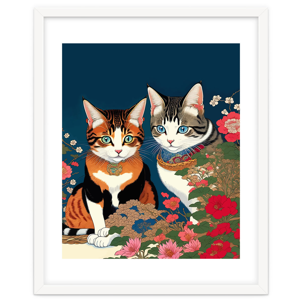 The Perfect Companion, Cute Cats Japanese Pets, Whimsical Animals Cat Vintage Love Friends Together