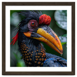 Close Up Of Helmeted Hornbill Bird In Rain thumbnail