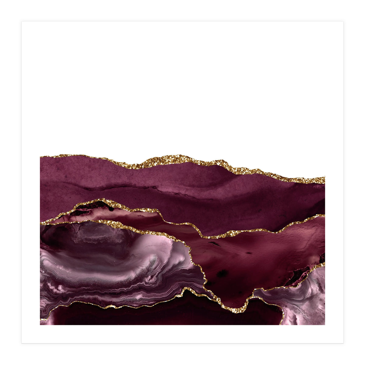 Burgundy & Gold Agate Texture 25  (Print Only)