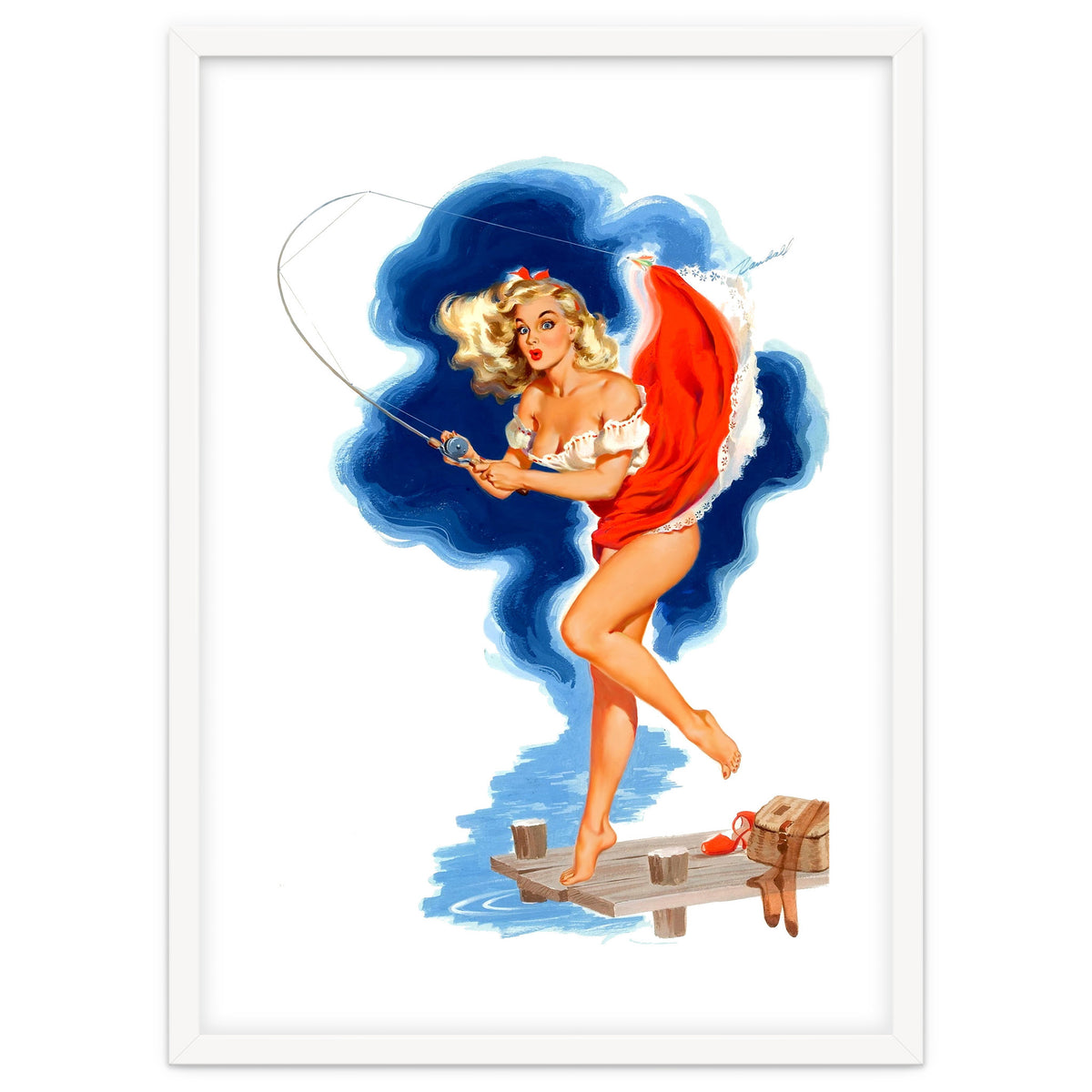 Pinup Sexy Girl And A Fishing Accident