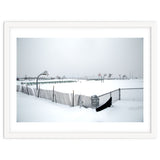 Snow-covered deserted basketball court in winter thumbnail