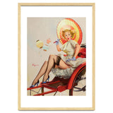 Pinup Girl In Rickshaw Experiencing Sudden Wind thumbnail