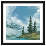 Ethereal Alpine River Valley with Snow-Capped Mountains thumbnail