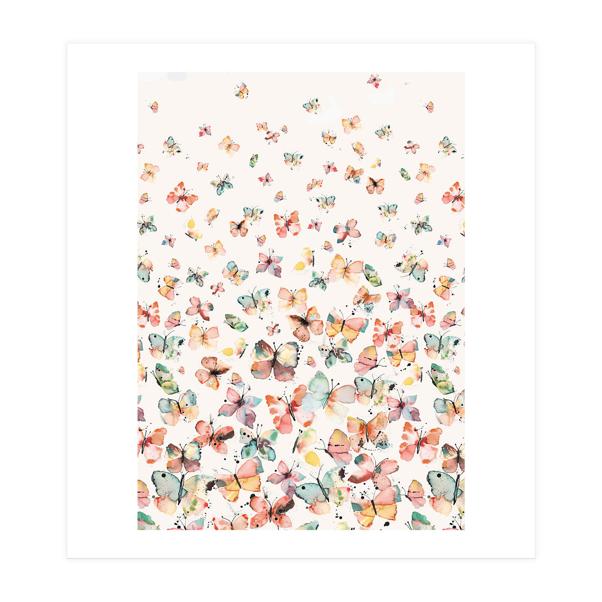 Watercolor Spring Butterflies Apricot (Print Only)