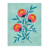 Teal And Coral Flowers (Print Only) thumbnail
