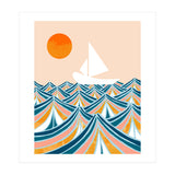 Set Sail, Ocean Boat Sailing Travel, Sea Cruise Summer Waves, Graphic Design Bohemian Modern Eclectic (Print Only) thumbnail