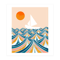 Set Sail, Ocean Boat Sailing Travel, Sea Cruise Summer Waves, Graphic Design Bohemian Modern Eclectic (Print Only)
