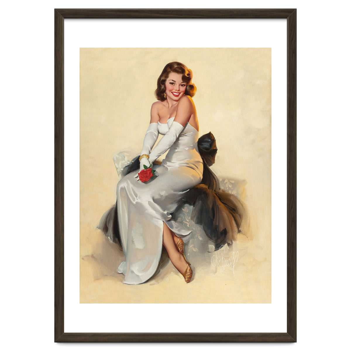 Smiling Young Woman Posing With Flower