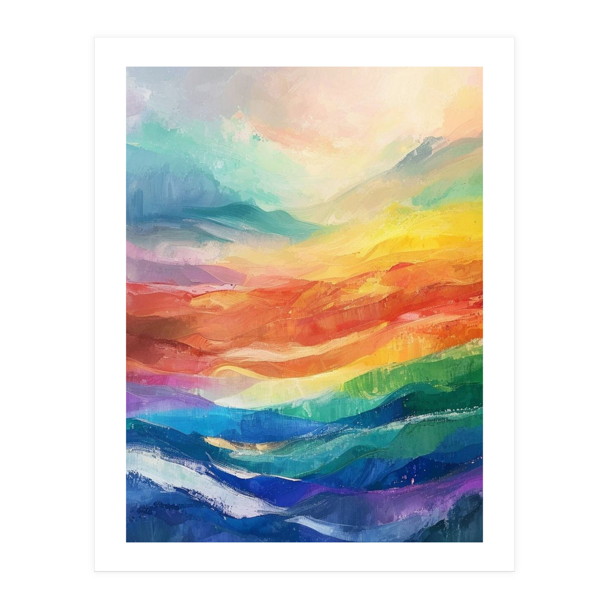 Vibrant Impasto Abstract Landscape Painting (Print Only)