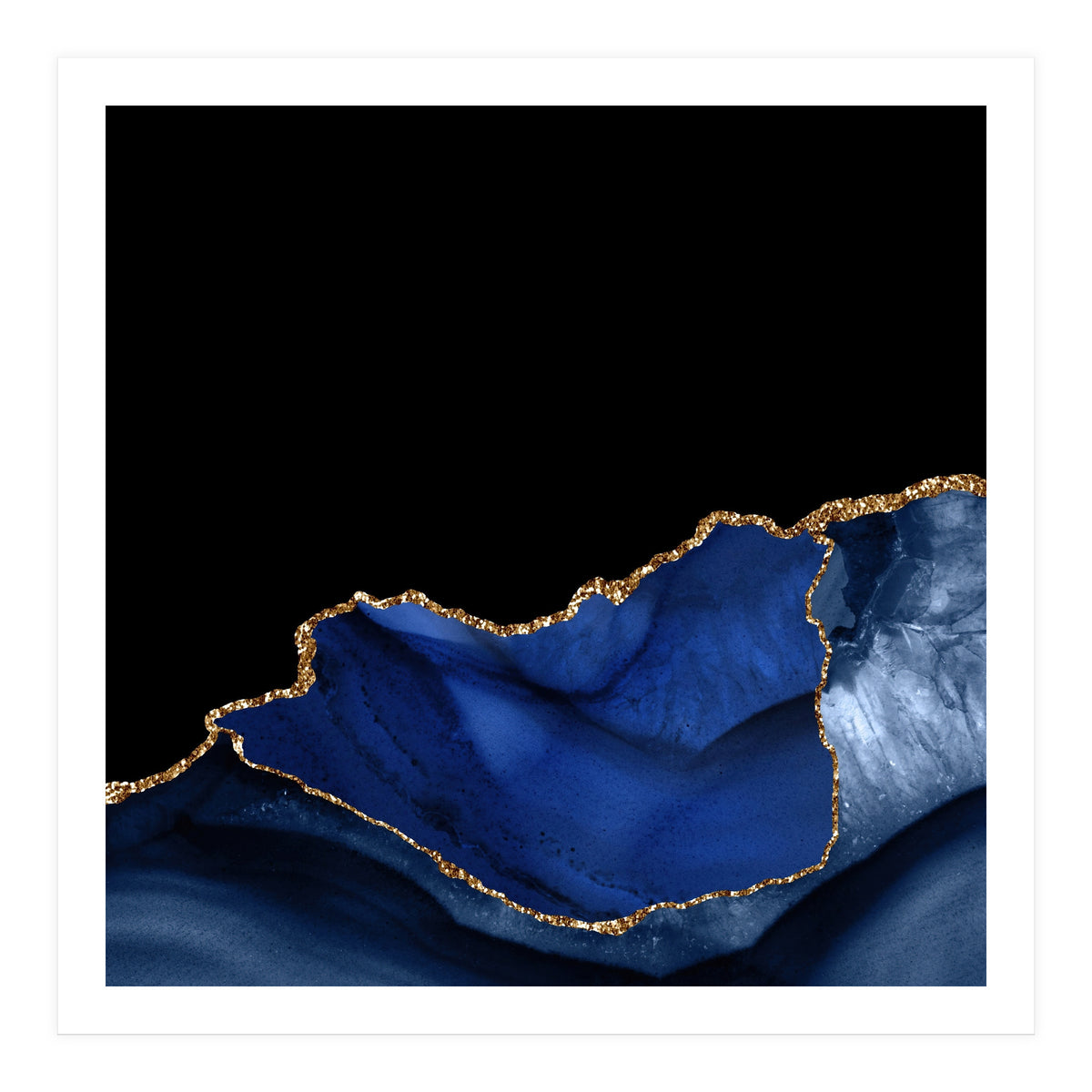 Navy & Gold Agate Texture 06  (Print Only)