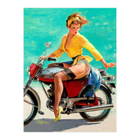 Pinup Sexy Motorcycle Girl (Print Only)