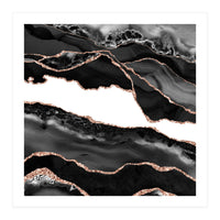 Black & Rose Gold Agate Texture 06  (Print Only)
