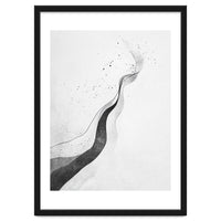 Abstract Black And White Ink Flowing Lines With Splatter