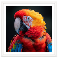 Scarlet Macaw Parrot Portrait Vivid Colors