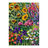 Vibrant Summer Sunflower and Iris Meadow Oil Painting (Print Only) thumbnail