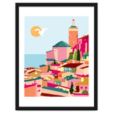 Crimson Rouge, Colorful Architecture Buildings, Greece Cityscape Skyline, Seagull Travel Summer Eclectic Bohemian Pop Of Color Positivity thumbnail