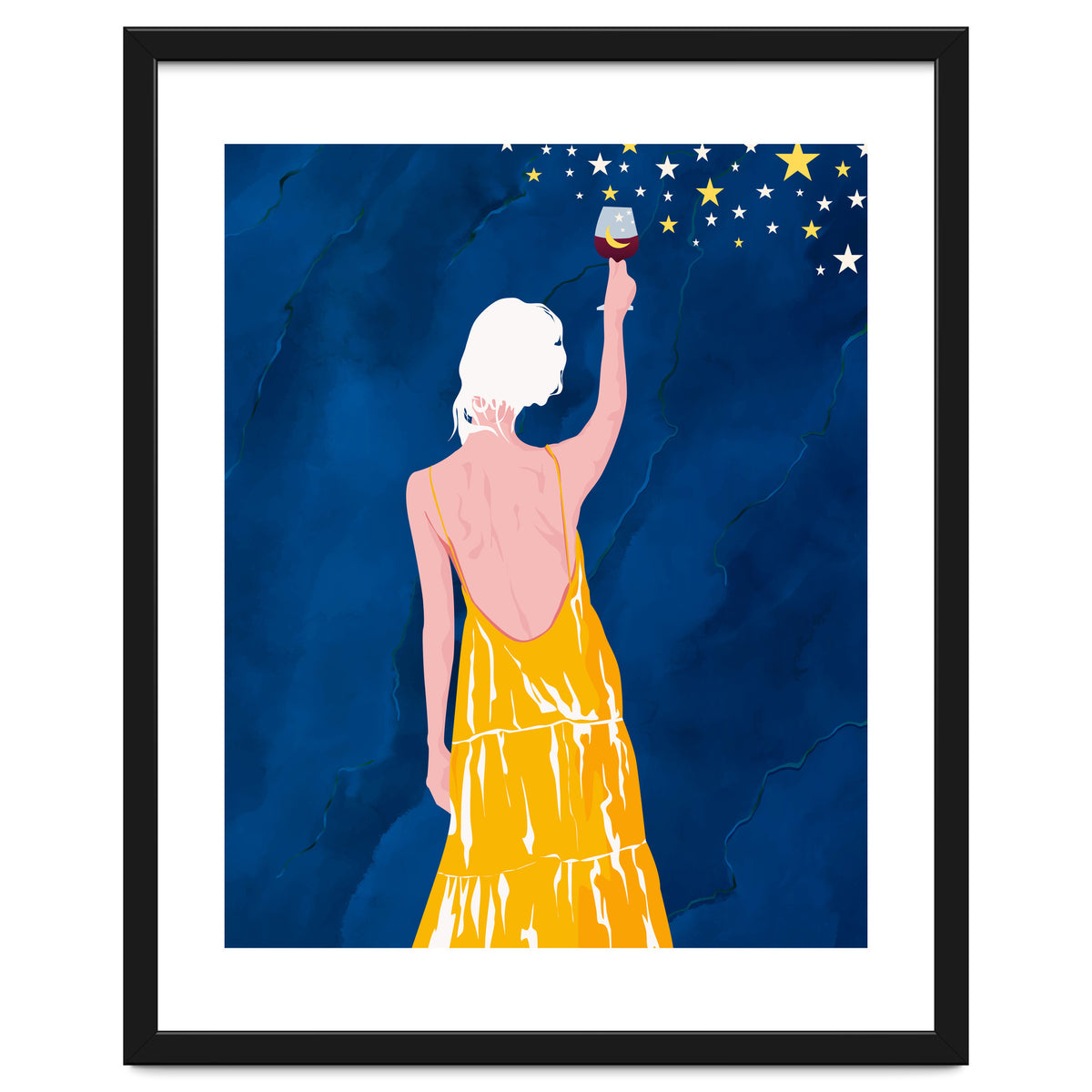 Pour Me Some Magic, Moon Stars Night Sky, Bohemian Woman Positivity Hope Miracle, Wine Holidays New Years Eclectic Gifts