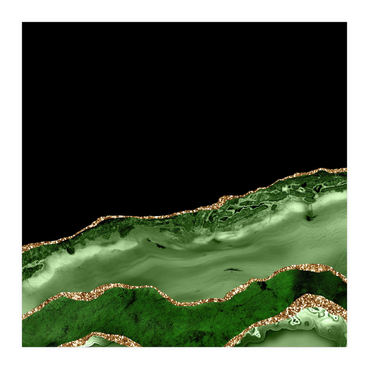 Green & Gold Agate Texture 17  (Print Only)