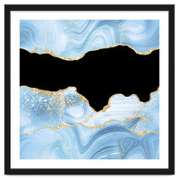 Blue & Gold Glitter Agate Texture 03