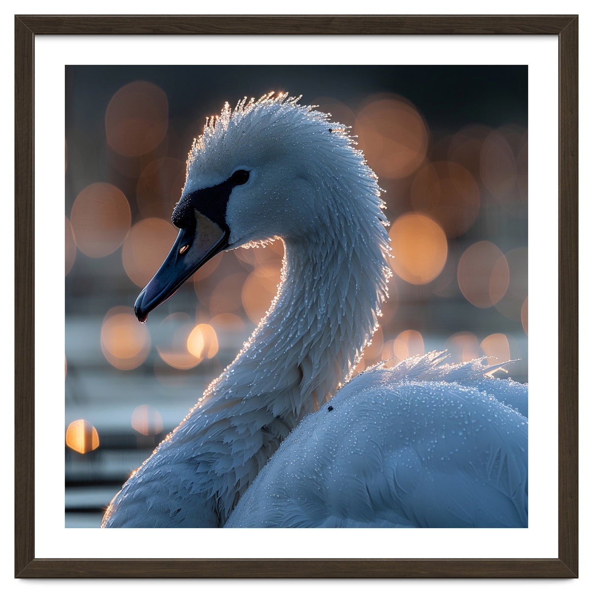 Close-up Shot of a Swan with Water Droplets