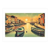 Vintage Harbor Sunset Poster (Print Only)