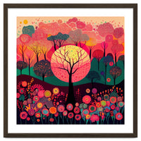 Folk Sunset Forest In Bloom