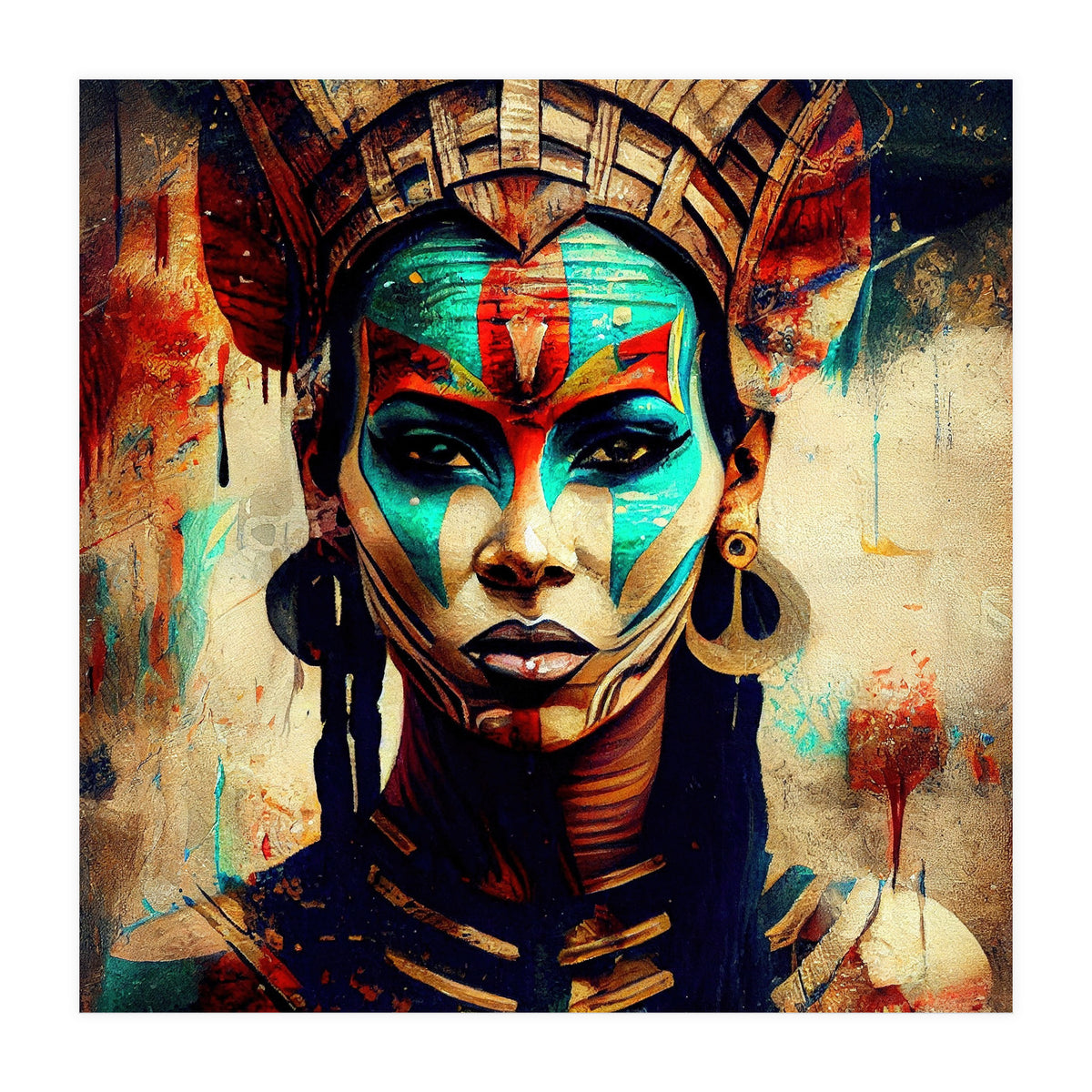 Armored Warrior Woman Portrait (Print Only)