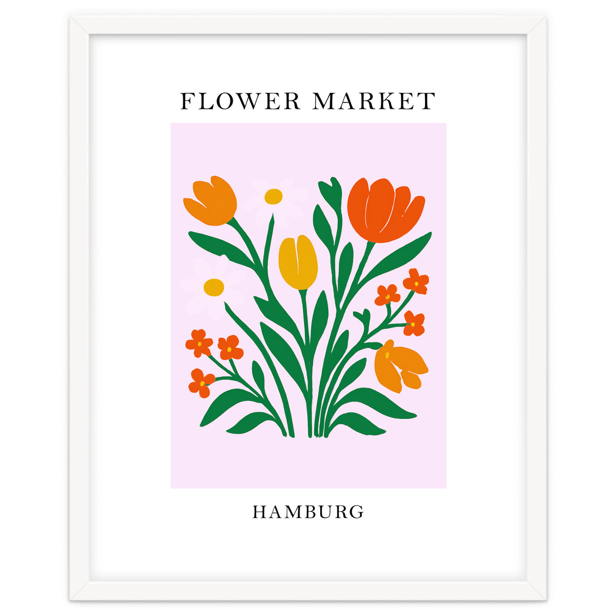 Hamburg Flower Market - Vibrant Modern Folk Art Print