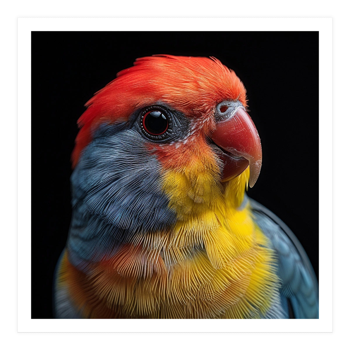 Close Up Colorful Parrot Portrait Vivid Plumage (Print Only)