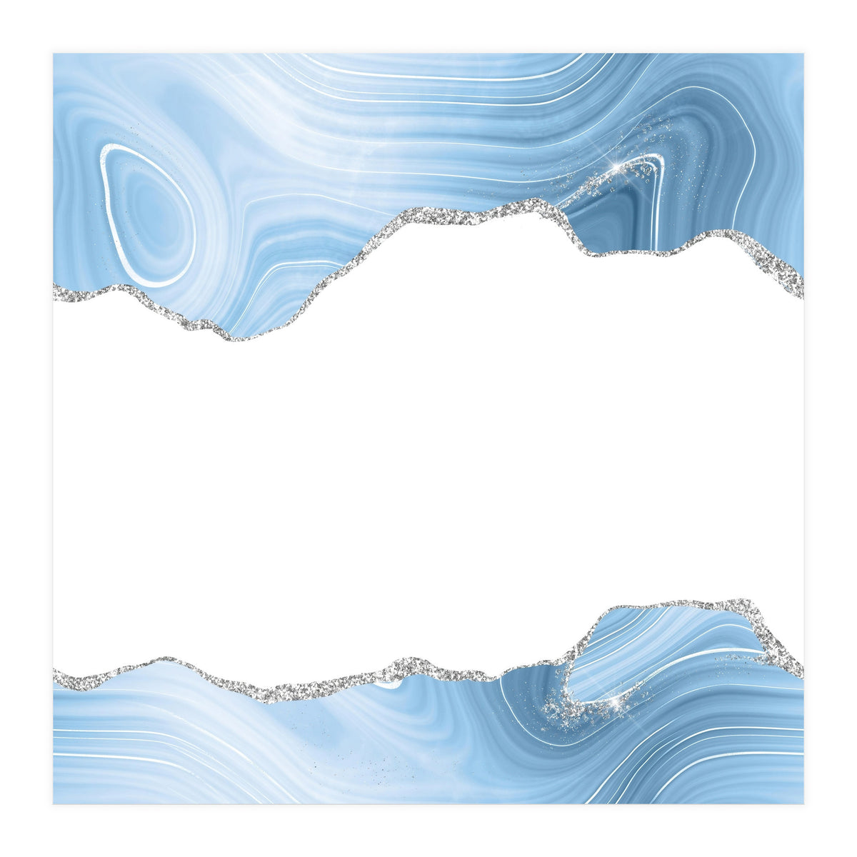 Blue & Silver Agate Glitter Texture 08 (Print Only)