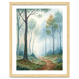 Ethereal Misty Forest Watercolor Art Print thumbnail