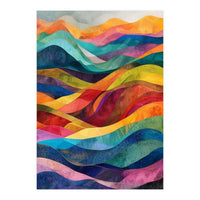 Vibrant Abstract Ribbon Landscape Art (Print Only)
