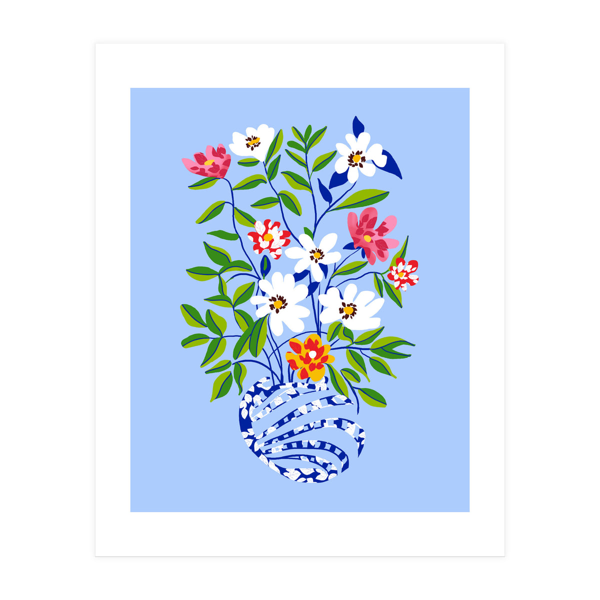 The Floopy Planter, Abstract Flower Pot Illustration, Pop Bohemian Eclectic Botanical, Flower Colorful Blossom (Print Only)